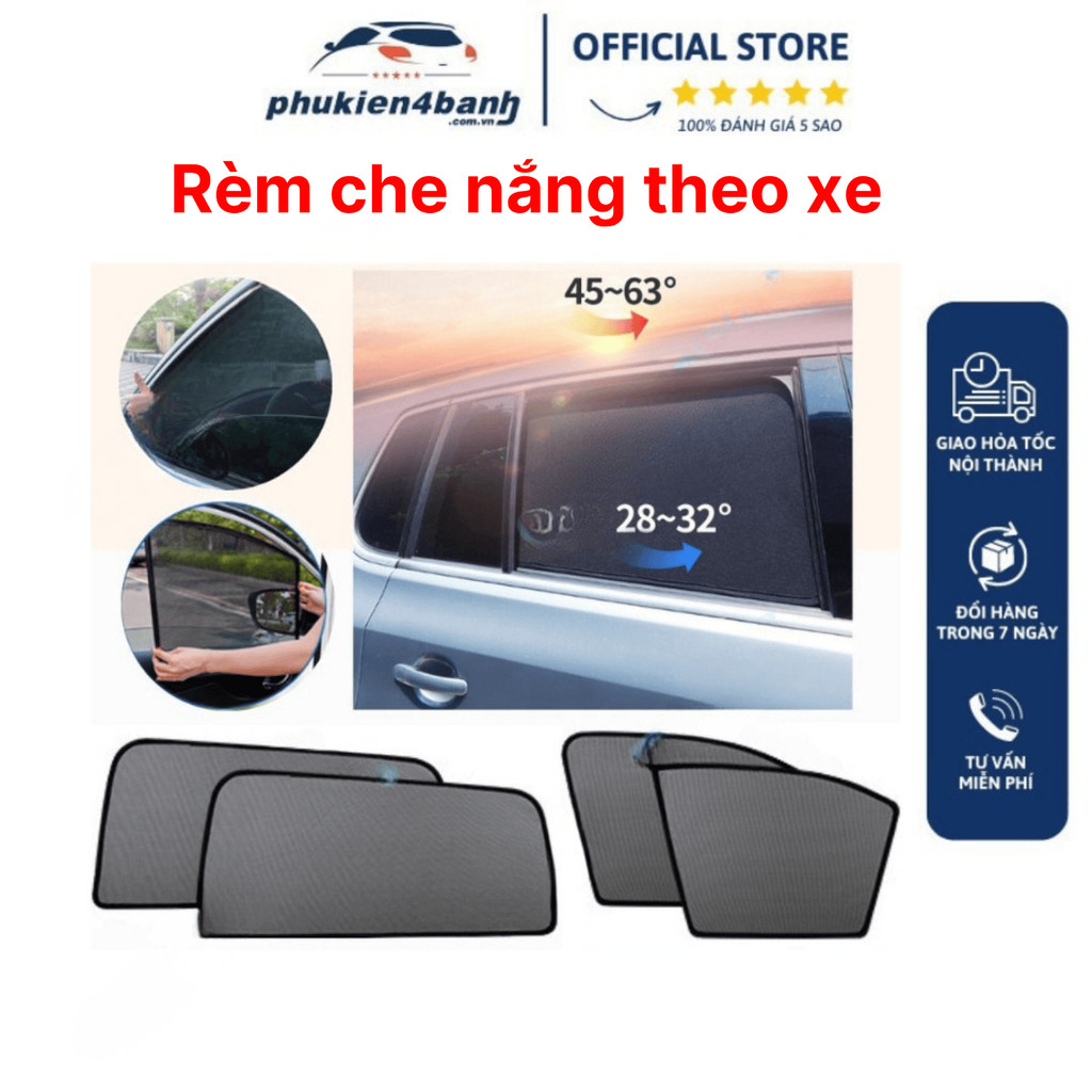 Rèm Che Nắng xe Ô tô, Chắn Nắng có hít Nam Châm xe hơi, Bộ 4 Miếng - Có ...