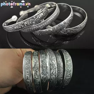 Khung ảnh retro vintage Tây Tạng totem bằng bạc, phù hợp làm lắc tay