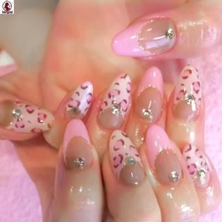 24 chiếc bấm móng giả hạnh nhân da báo in viền, nhân tạo cho DIY trang trí
