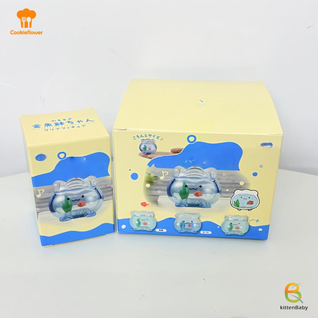 [Kitten-t] 1 Cái Trang Trí Máy Tính Để Bàn Mini Trong Suốt Cá Vàng Jun Biểu Hiện Hộp Mù Kawaii Mini Hình Quà Tặng Bất Ngờ Mới