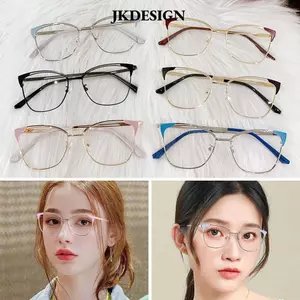 Kính Chống Ánh Sáng Xanh JKDESIGN, Kiểu Vuông Khung Kim LoạiVintage, Dành Cho Nam Và Nữ