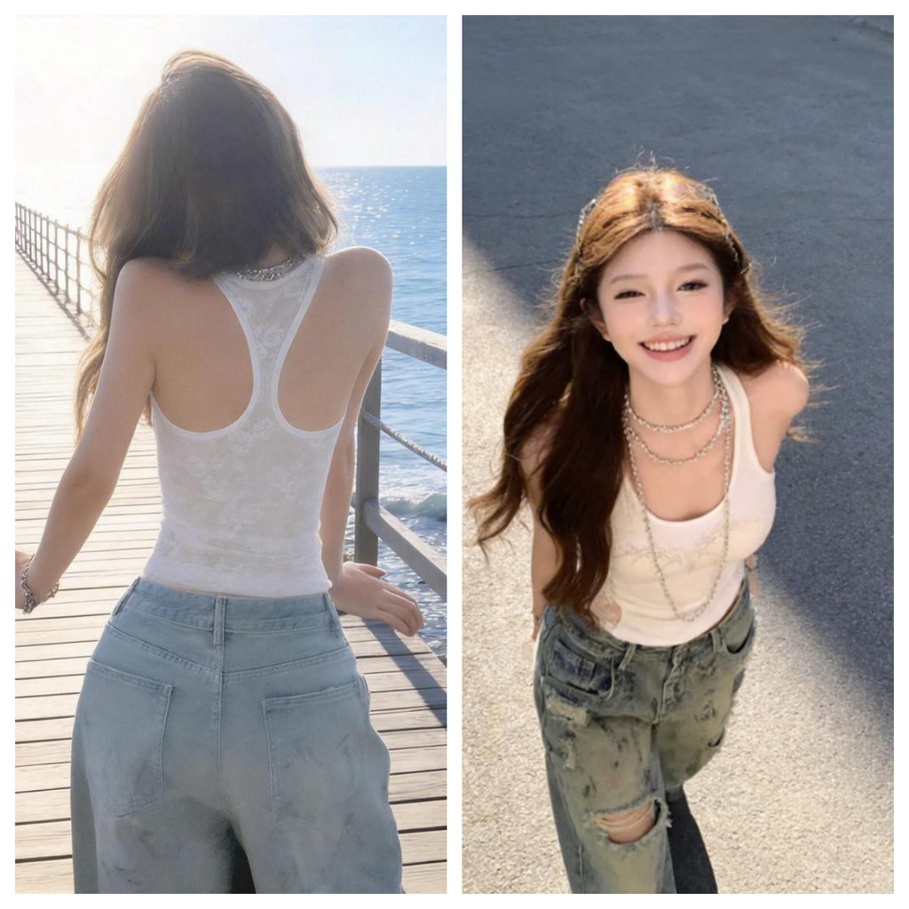 Áo ren see-through hình chữ I Milyfashion thiết kế sling độc đáo, tạo vẻ gọn gàng theo xu hướng Y2K