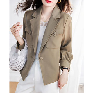 Áo khoác dài tay thường ngày cho phụ nữ, phong cách Hàn Quốc, áo blazer đa năng, áo gió ngắn rộng rãi