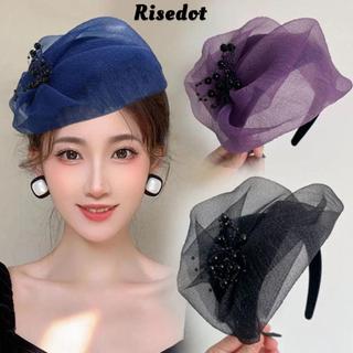 RISEDOT Hạt Sợi Nửa Nón - Băng Đô Quấn Tóc Lưới Đính Hạt Cho Tiệc Tối