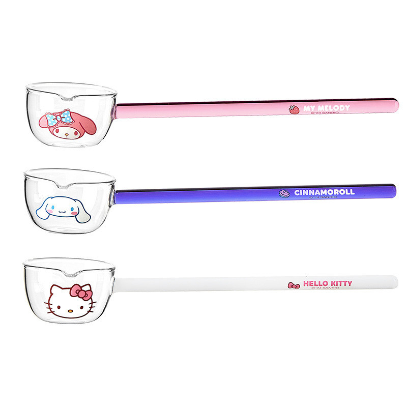 Sanrio Thìa Thủy Tinh Hộ Gia Đình Lớn Dài Tay Thìa Hoạt Hình Giá Trị Cao Ăn Thìa Uống ZTJK