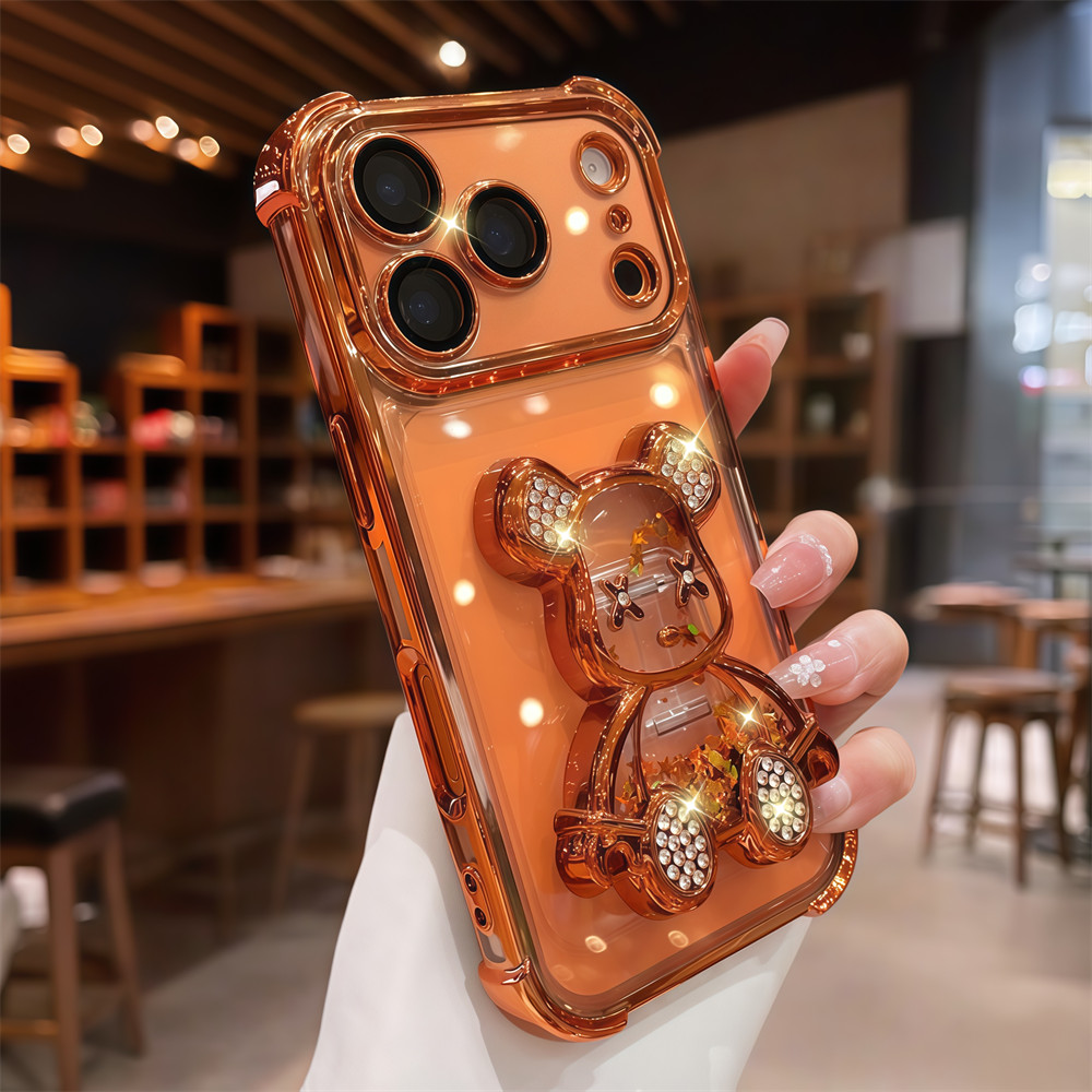Ốp chống rơi hình gấu, bảo vệ camera toàn diện, chống sốc cho iPhone 17 Pro Max/16/13/14/15 Pro Max