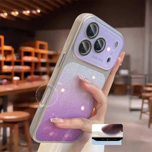 Ốp điện thoại lấp lánh gradient cửa sổ lớn cho iPhone 17 Pro Max 13 14 15 16 pro max Bao gồm tất cả bảo vệ ống kính máy ảnh vỏ mềm vỏ điện thoại vỏ bảo vệ