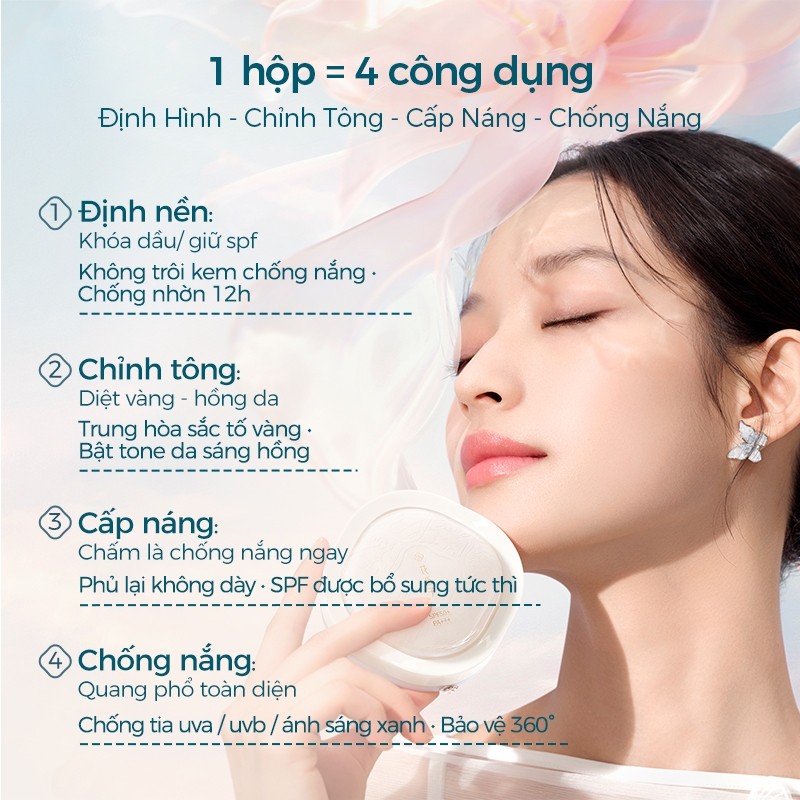 【Trần Kiều 96 livestream】Florasis ( Hoa Tây Tử) Phấn Phủ Chống Nắng Rạng rỡ tự nhiên SPF50+ PA+++ 8.5g – Kiềm dầu, nâng tông sáng da, lớp phủ mỏng nhẹ, cố định lớp trang điểm lâu trôi suốt ngày