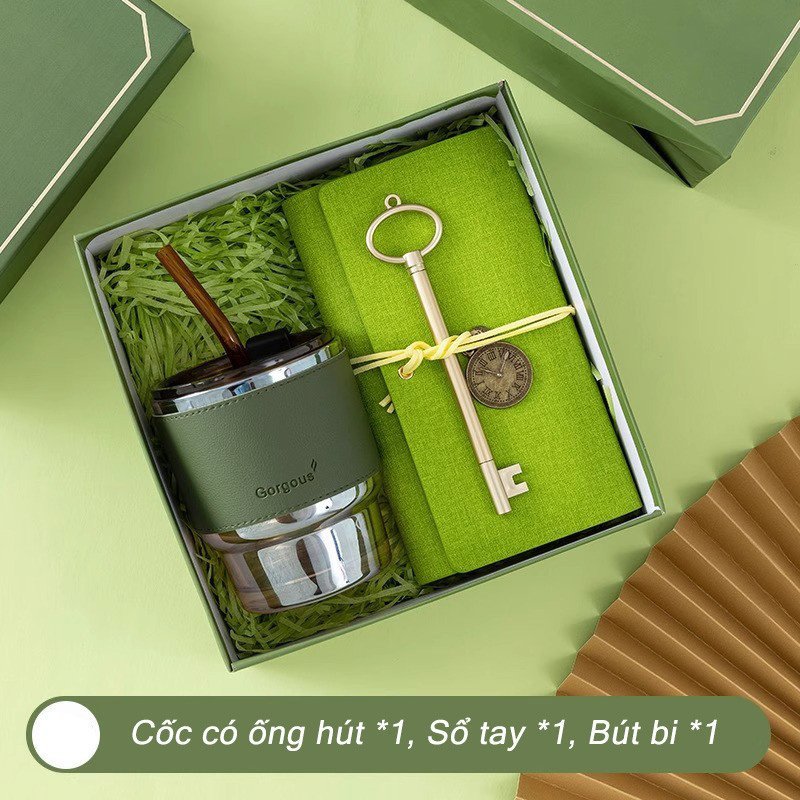 Bộ quà tặng xanh lá chất lượng cao hộp bìa cứng tinh tế dành cho bạn gái ngày sinh nhật Valentine