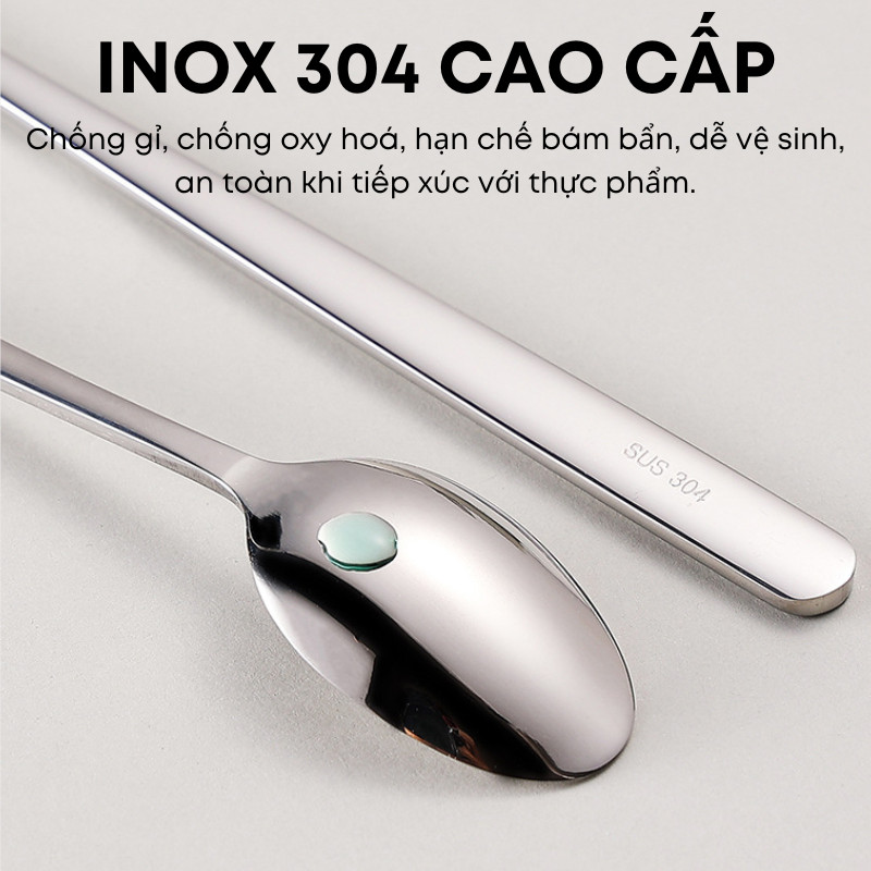 Muỗng Cà Phê Inox 304 Cán Dài KOOBEE – Thìa Khuấy Ly Cao, Muỗng Múc Đá, Múc Mật Ong, Nĩa Cocktail Thanh Lịch | 343