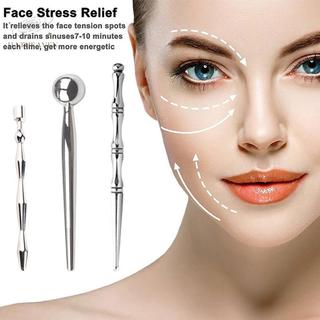 [hatheaven] Dụng cụ chăm sóc da mặt Bút thăm dò điểm Máy mát xa cho mặt Dụng cụ Massage phản xạ mặt Bút châm cứu có thể thu vào Đẹp