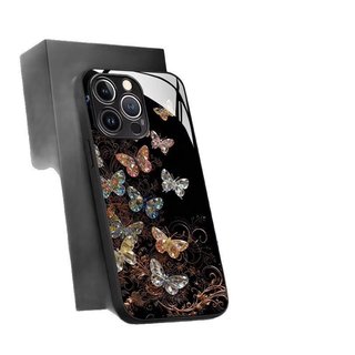 Bướm màu pha lê Thích hợp cho Ốp điện thoại 17PROMAX iPhone16 Glass 15 Case PURA80