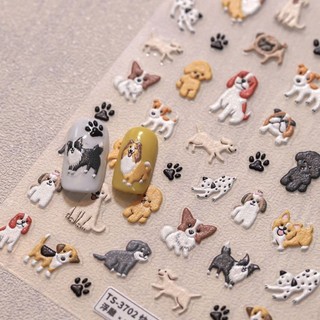 [Khuyến nghị của cửa hàng] Nhãn dán làm móng tay nhỏ vui vẻ Corgi Golden Retriever Shiba Inu Nhãn dán trang trí nhỏ dập nổi ba chiều hoạt hình 1.7