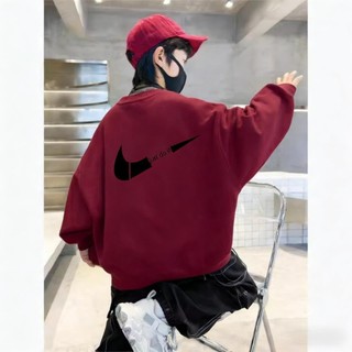 Áo nỉ mỏng cổ tròn kiểu Mỹ, in hai mặt, thời trang, thường ngày, dáng rộng, thoải mái dành cho bé trai.