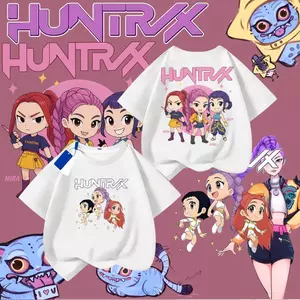 90-150 size, cotton, ngắn tay, thoải mái, full-prints, Áo thun Kpop Hunter