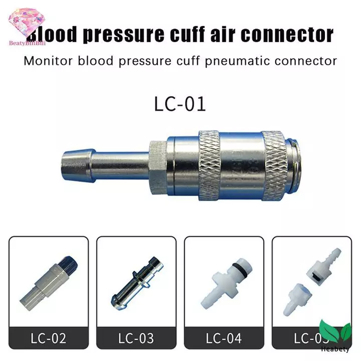 Heabety 1 Chiếc NIBP Cuff Đầu Nối Ống Khí Giao Thức Tương Thích Huyết Áp Vòng Tay Huyết Áp Vòng Tay Dây Đeo Tay Đầu Nối Đường Hàng Không Mới