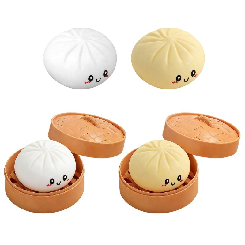 BTF Bánh Bao Cảm Giác Căng Thẳng Cho Trẻ Em Và Người Lớn Bóp Đồ Chơi Bột Co Giãn Có Hộp Hấp Trang Trí Văn Phòng Tại Nhà