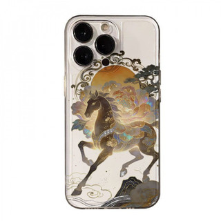 Ốp điện thoại hình mẫu đơn và ngựa phong cách cổ điển cho iPhone 17Air / 16 / 15PLUS / 14 / 13pro Max / 12 / 11 / X / XS / 7 / 8, cá tính sáng tạo. Vỏ trong suốt, chống thấm nước, chống sốc, vỏ bảo vệ