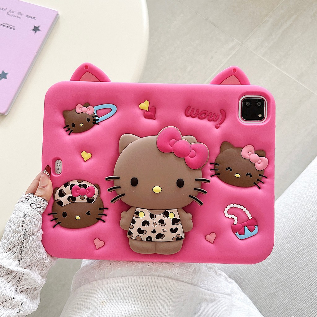 Ốp Lưng Cho IPad Thế Hệ 11 A16 Air 11 M3 2025 7th8th9th Gen 10.2 M2 / 2024 Mini 1234567 Ipad 10th 10.9 ipad 5 6 9.7 ” air12345 2020 2022 360°Vỏ máy tính bảng hình mèo màu hồng