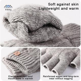 ELBBKG Dệt Kim Thi Nhiệt Nửa Ngón Găng Tay Nam Nữ Mùa Đông Ngoài Trời Lái Xe Ngón Găng Tay Màn Hình Cảm Ứng Găng Tay Mới