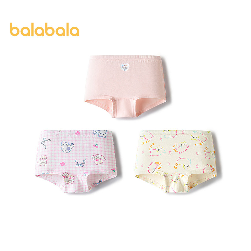 Balabala Đồ Lót Bé Boxer Cotton Đáy Quần Trẻ Em Vuông Quần Ngắn Tập Đi Bé Gái Quần Đùi Đáng Yêu Ba Gói