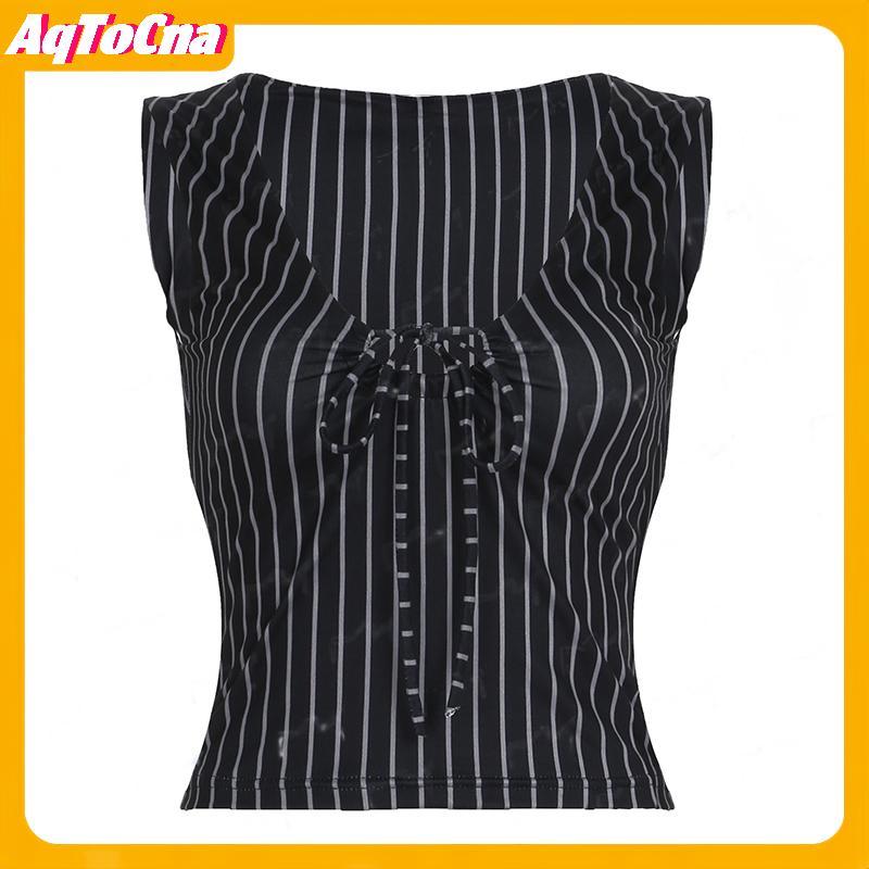 Vest nữ retro chấm bi ngắn, thiết kế dây đeo và cổ V thấp gợi cảm