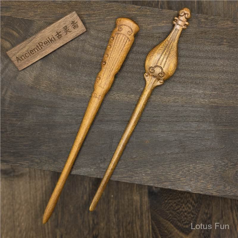 Bá Nha Tuyệt Huyền｜18cm Kim Ti Đàn Gỗ Điêu Khắc Tỳ Bà Trâm Tóc Văn Nghệ Cổ Điển Trung Quốc Phong Cách Đơn Giản DIY Nghệ Thuật Tiệt Đầu