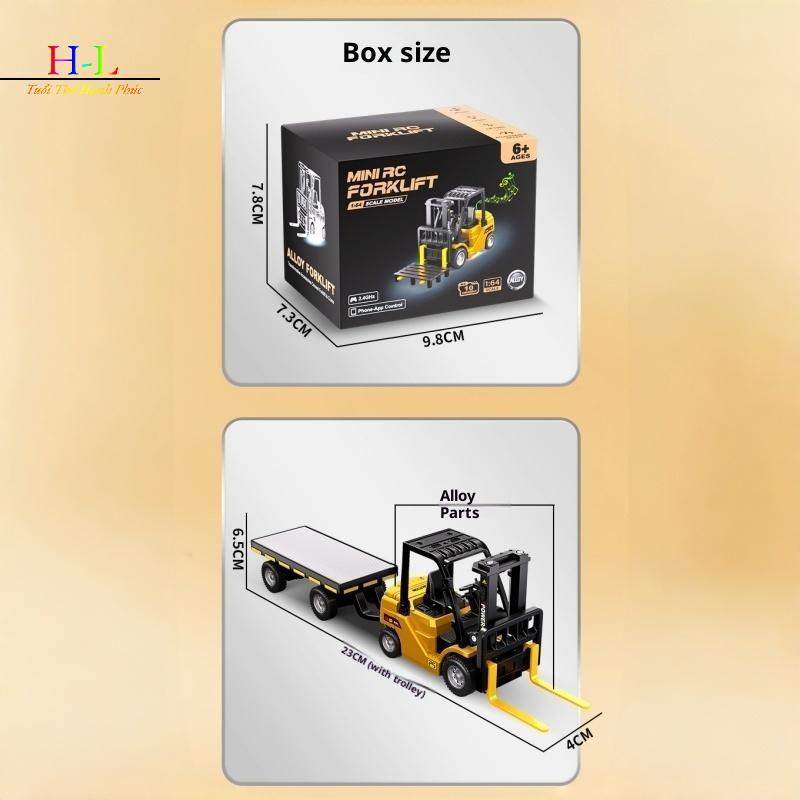 HL 1 Bộ 2.4GHz Mini Điều Khiển Từ Xa Bộ Xe Nâng Loại Mô Hình Ô Tô Đồ Chơi 1 / 64 Xe Nâng RC Hợp Kim Nhỏ Nâng Thực Sự Xoay Với Phễu Hàng Hóa Phía Sau LMWU