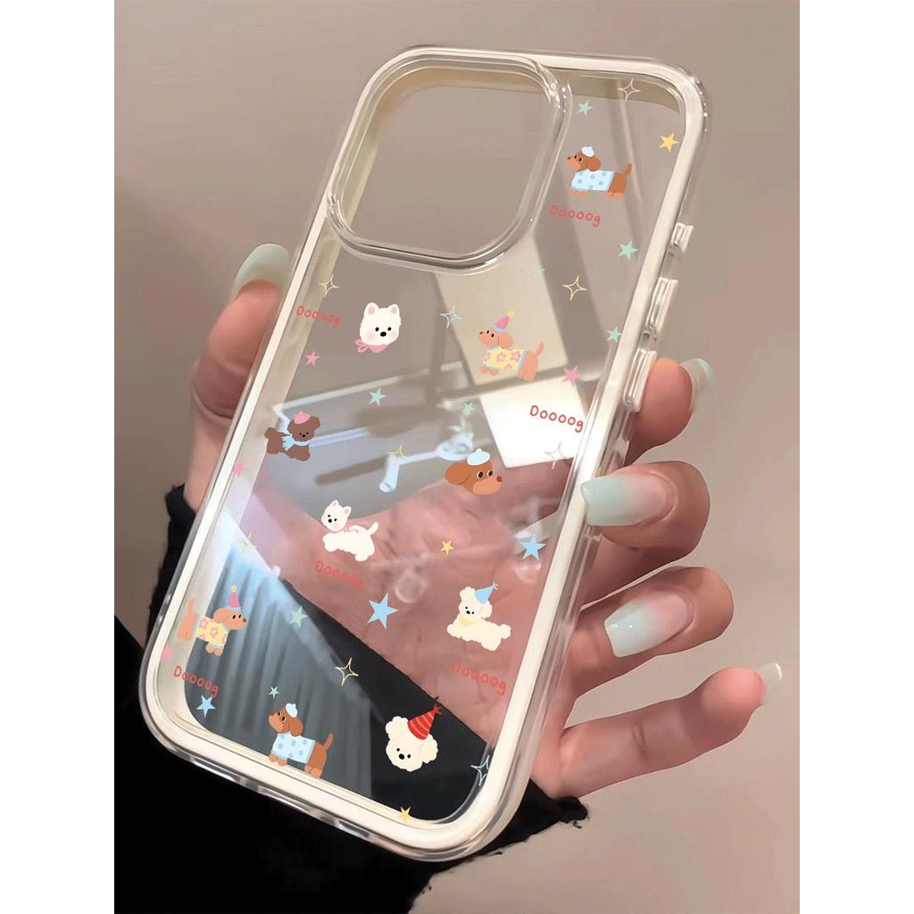 Tiếng Anh dễ thương chó 3 trong 1 cho 17 16ProMax trường hợp điện thoại 15pro 14plus