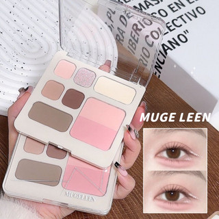 MUGE LEEN Bảy Màu Phấn Mắt Đĩa Toàn Diện Màu Đất Trà Sữa Bột Độ Saturation Thấp Blusher Ánh Sáng Cao Đĩa Trang Điểm