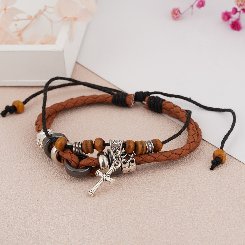 Vòng tay da bò cổ điển phong cách Anh Quốc, thiết kế dệt tay cho nam và nữ