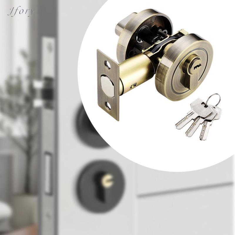 Jfory Khóa cửa Riegel, Khóa lối vào tròn, Khóa an toàn hiện đại cho cửa trước, Thanh xi lanh đơn cho gia đình, văn phòng, phòng ngủ, phòng ngủ
