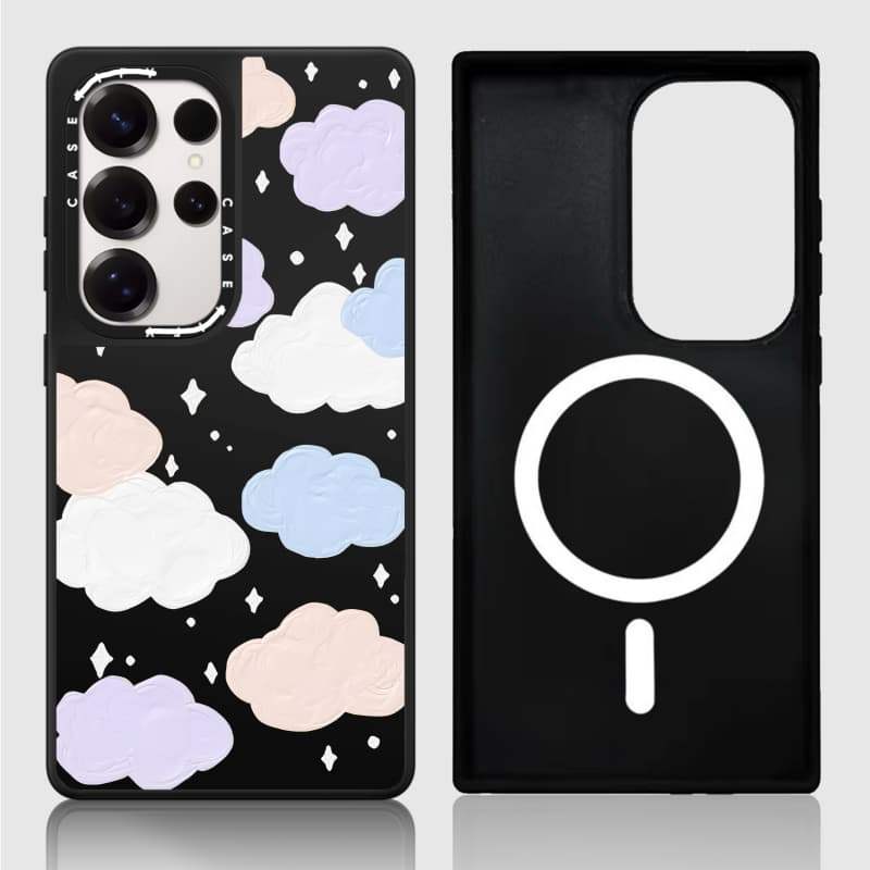 CASECASE X Star cloud Case Matte Black & Sliver Mirror Vỏ hút từ tính Samsung Galaxy S26 S25 S24 S23 Ultra Plus Mặt sau cứng có hộp khắc logo