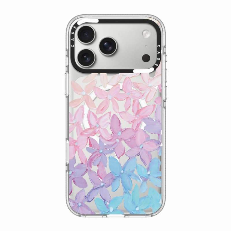 CASECASE X Pink Blue Flowers Phone Case HỒNG CAMERA RING EDITION Tác động Vỏ hút từ tính trong suốt cho IPhone 17 / 16 / 15 / 14 / 13 Pro Max Air với bao bì cao cấp