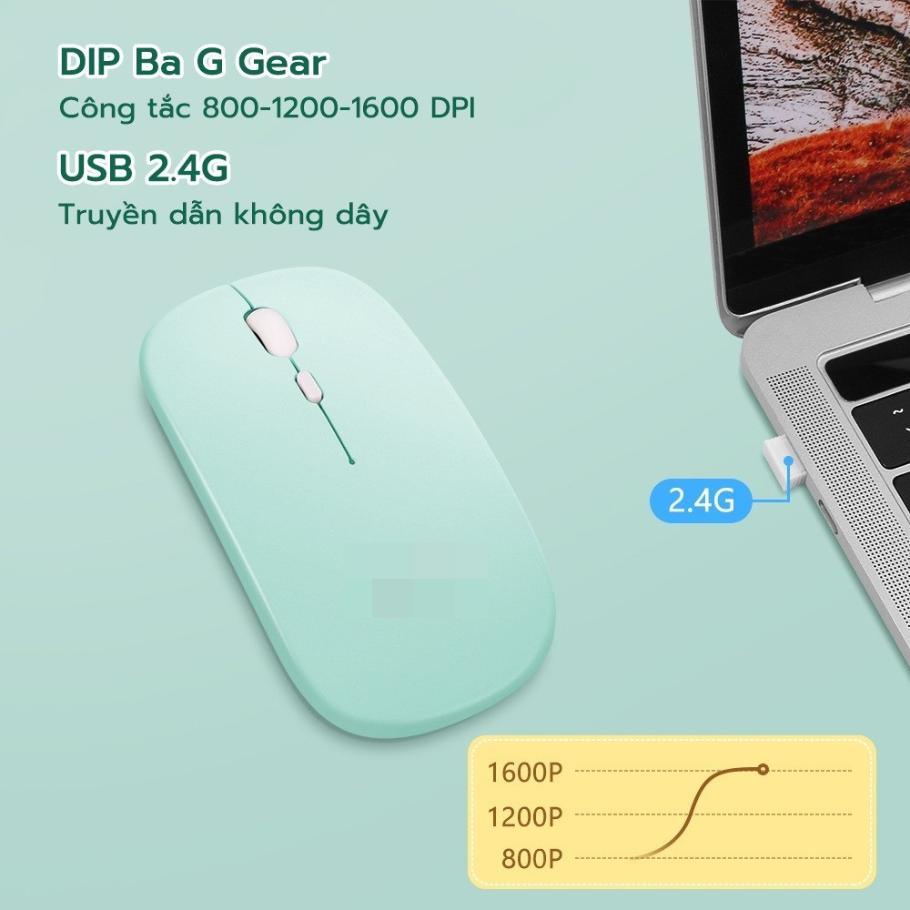 Tech Store Chuột bluetooth Không Dây Sạc Điện Thoại / Máy Tính Bảng / laptop / android Tím / Hồng / Xanh Lá Đậm