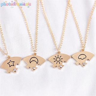 Khung ảnh hình tròn Mặt trời và ngôi sao mặt dây chuyền thời trang cho tình bạn BFF nam nữ 2023