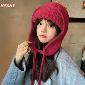 Mũ len thời trang HFSHY, ấm áp cho thu đông, phù hợp đầu lớn, phong cách Lei Feng