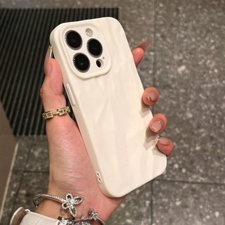 3D sóng nước, iPhone 11/12/13/XR/14/15/16/17/7/XR/XS Pro Max Plus, màu đơn, vỏ điện thoại cao cấp, chất liệu da mềm mại
