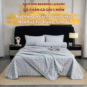 Bộ chăn hè ga chần 5 món cotton lụa tặng kèm vỏ ôm Memminbedding Luxury phong cách vintage