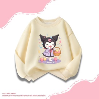 Hình ảnh Kuromi dễ thương mang giỏ hoa, áo sweatshirt in họa tiết giản dị，đáng yêu, đa năng，hợp thời trang và phong cách