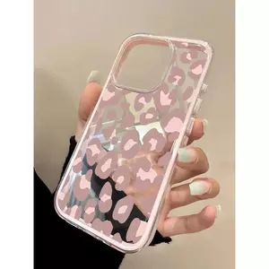 Powder Leopard Print cho iPhone 17 16Promax trường hợp 15 11 3 trong 1 bezel