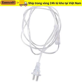 ESSENCEH 2 Dây đèn trong suốt 1,8 mét 2 lõi có công tắc, Dây nguồn công tắc phích cắm trong suốt bằng nhựa Pvc, Cáp kết nối nguồn thiết bị gia dụng bằng đồng trong suốt bằng bạc