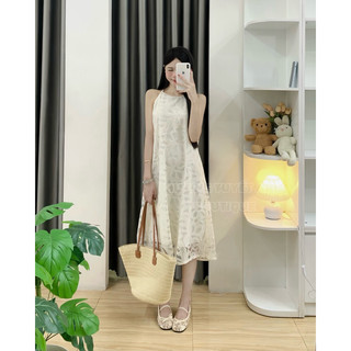 Váy maxi ren trắng dáng suông A sát nách đi biển dạo phố đi chơi du lịch phong cách Hàn Quốc