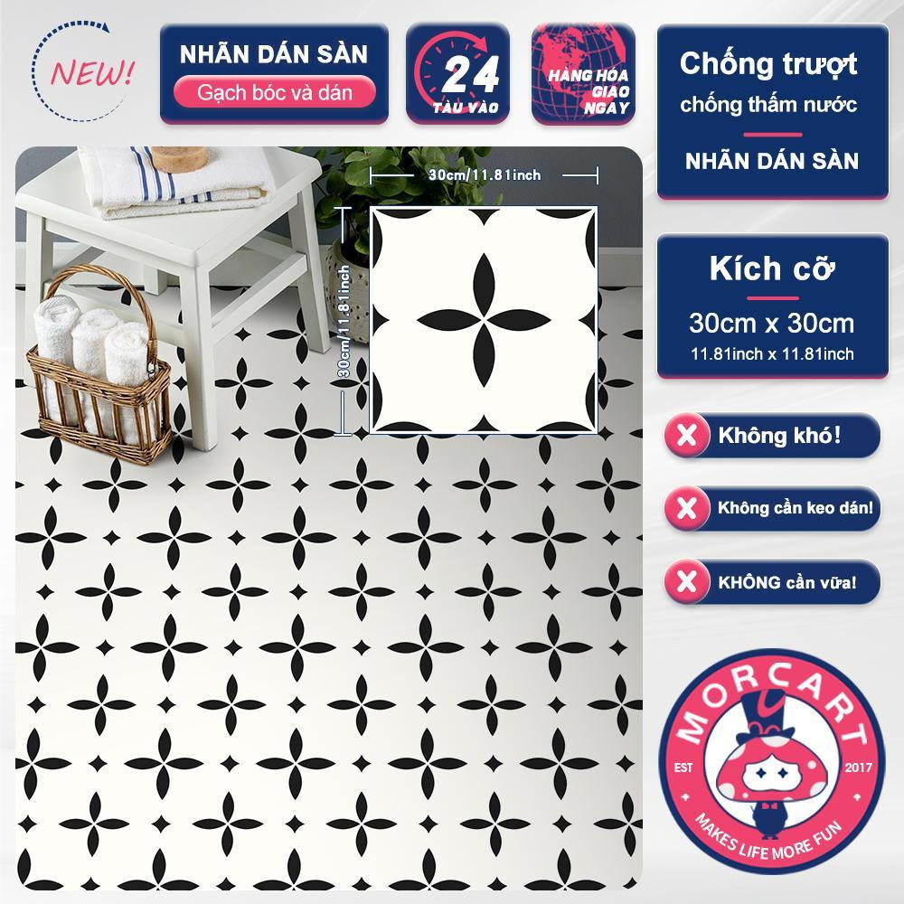 Nhãn dán sàn MORCART, Nhãn dán gạch, Chống thấm nước và chống trượt, Thích hợp cho nhà bếp, phòng tắm, lối vào và trang trí sàn, DIY tự dính, Phong cách cổ điển, 30cmx30cm, 1 Cái