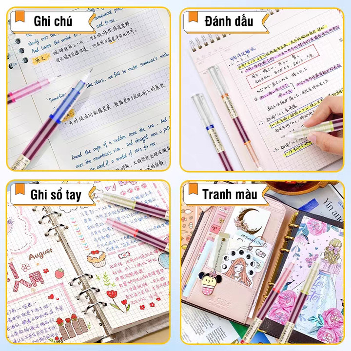 Bút Gel 12 Màu Cho Học Sinh, Bút Mực Nước Nhiều Màu Cho Học Sinh Đánh Dấu, Viết Vẽ Trang Trí Sổ Tay DIY