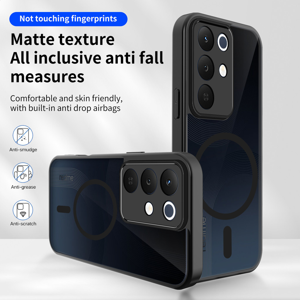 Ốp lưng Realme C85 5G Vỏ thu hút từ tính màu đen mờ cho Ốp điện thoại Realme C85 4G