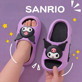 Cầu trượt Kuromi mùa hè cho trẻ em, Dép đi biển và phòng tắm đế mềm chống trượt cho bé gái, Dép phù hợp với gia đình
