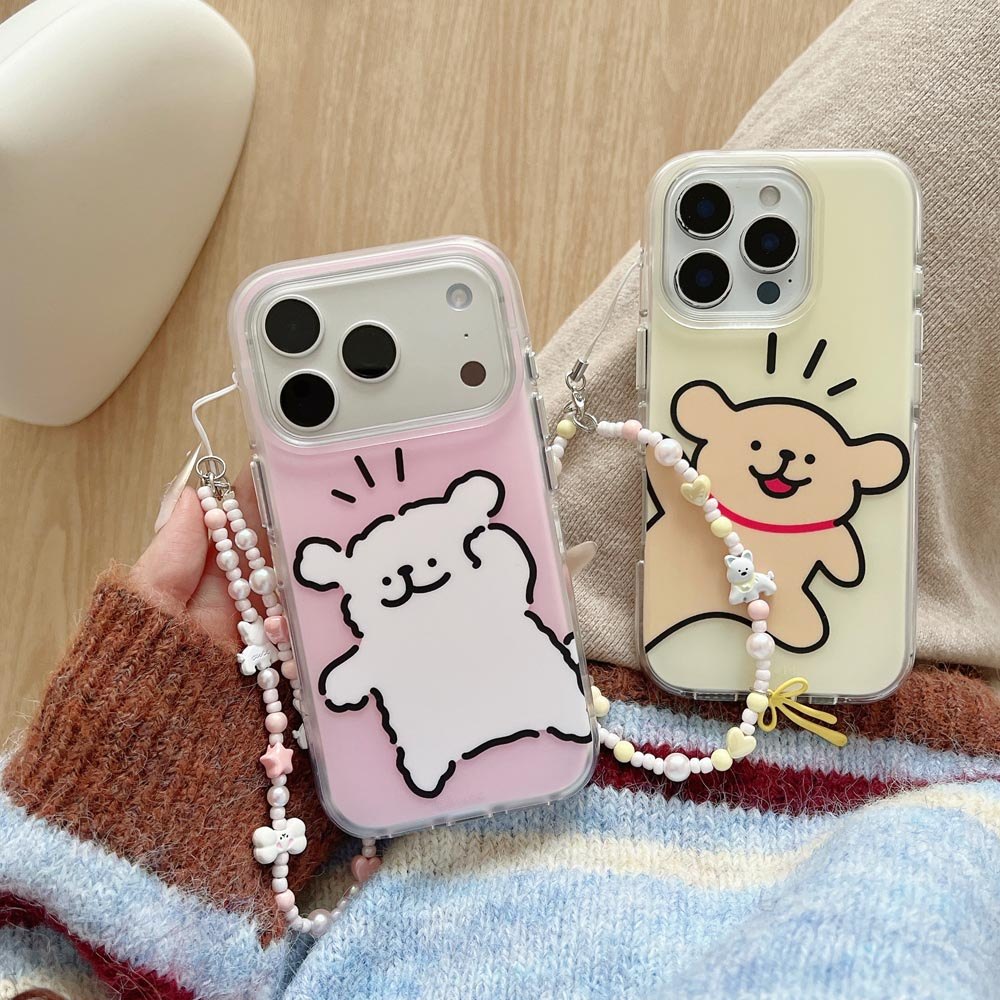Ốp Lưng Cứng Tương Thích Với iPhone 13 14 14Pro 14ProMax 15 15Pro 15ProMax 16 16Pro 16ProMax 17 17Pro 17ProMax Matte Line Puppy Pattern Case