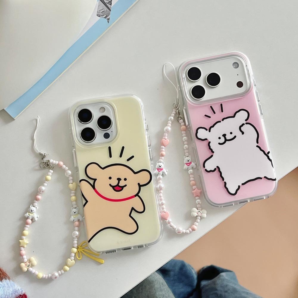 Ốp Lưng Cứng Tương Thích Với iPhone 13 14 14Pro 14ProMax 15 15Pro 15ProMax 16 16Pro 16ProMax 17 17Pro 17ProMax Matte Line Puppy Pattern Case