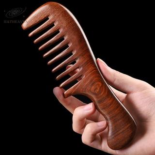 [hatheaven] Lược chải tóc bằng gỗ đàn hương tự nhiên Máy mát xa Lược gỗ chống tĩnh điện Răng rộng dài Detangle Lược gỗ đàn hương Chăm sóc tóc Quà tặng gia đình Đẹp